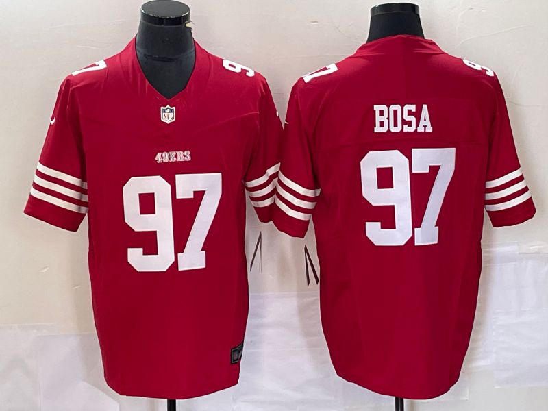 Men San Francisco 49ers 97 Bosa Red 2023 Nike Vapor Limited NFL Jersey style 2